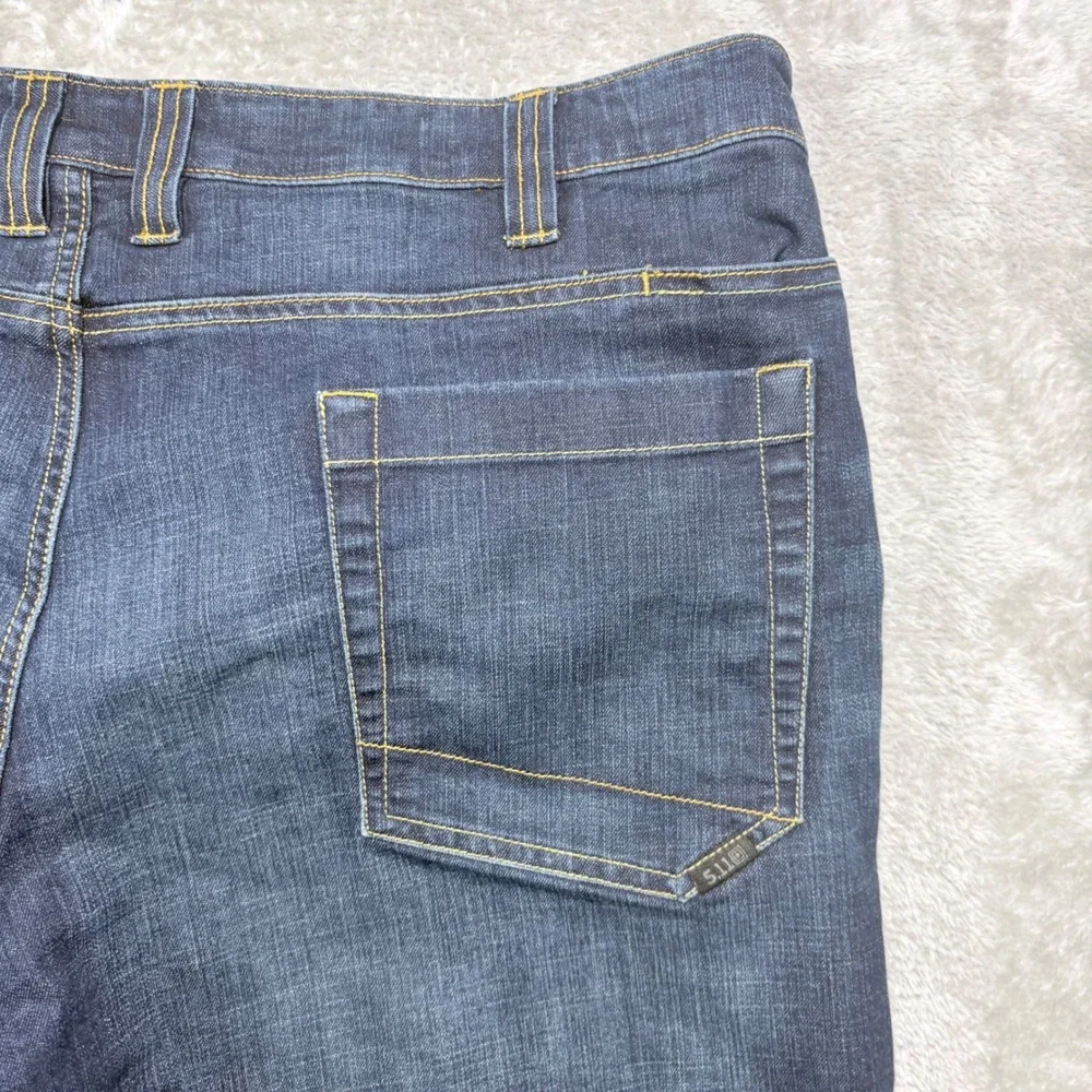 5.11 Tactical Defender-Flex Jeans Mens 44x32 Dark Blue Straight Leg Denim Pants